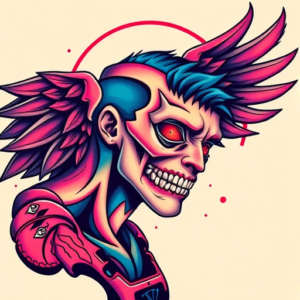 Vibrant Color Evangelion Tattoo