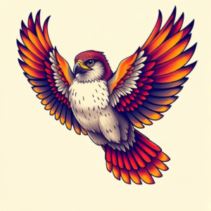 Vibrant Color Falcon Tattoo