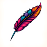 Vibrant Color Feather Tattoo