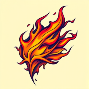 Vibrant Color Fire Tattoo