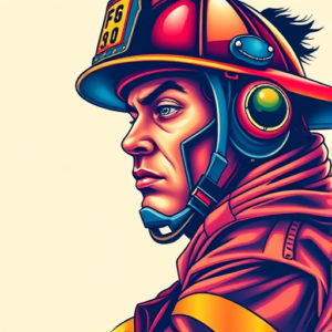 Vibrant Color Firefighter Tattoo