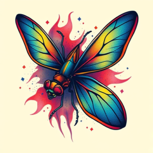 Vibrant Color Firefly Tattoo