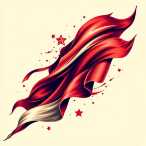 Vibrant Color Flag Tattoo