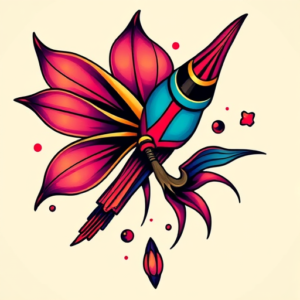 Vibrant Color Flail Tattoo