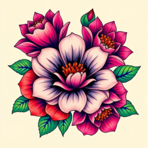 Vibrant Color Floral Tattoo