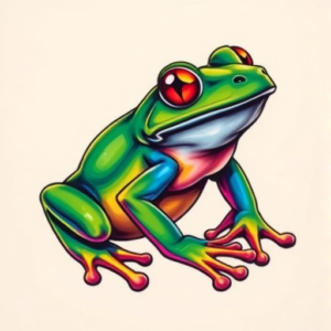 Vibrant Color Frog Tattoo