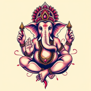 Vibrant Color Ganesha Tattoo