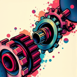 Vibrant Color Gear Tattoo