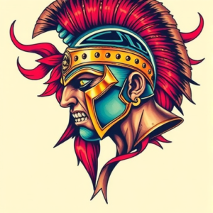 Vibrant Color Gladiator Tattoo