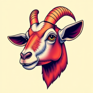 Vibrant Color Goat Tattoo