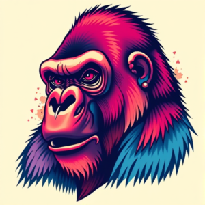 Vibrant Color Gorilla Tattoo