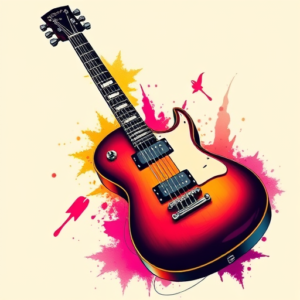 Vibrant Color Guitar Tattoo