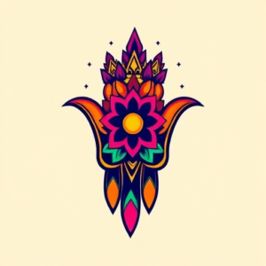 Vibrant Color Hamsa Tattoo