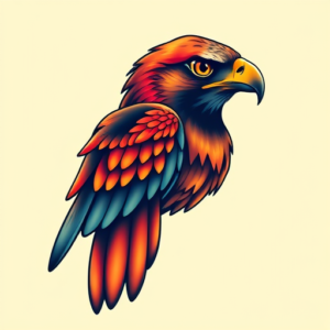 Vibrant Color Hawk Tattoo