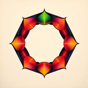 Vibrant Color Hexagon Tattoo