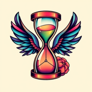 Vibrant Color Hourglass Tattoo