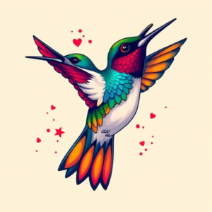 Vibrant Color Hummingbird Tattoo