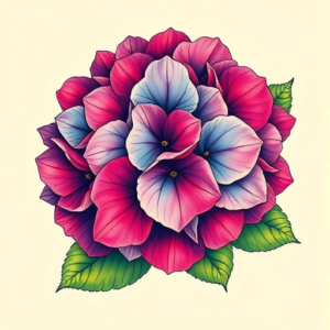 Vibrant Color Hydrangea Tattoo