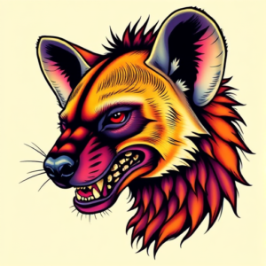 Vibrant Color Hyena Tattoo