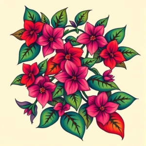 Vibrant Color Ivy Tattoo