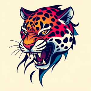 Vibrant Color Jaguar Tattoo