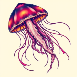 Vibrant Color Jellyfish Tattoo