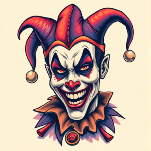 Vibrant Color Jester Tattoo