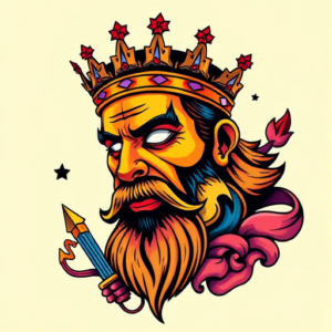 Vibrant Color King Tattoo