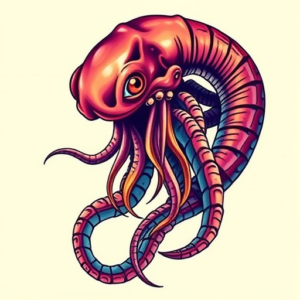 Vibrant Color Kraken Tattoo