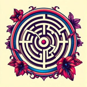 Vibrant Color Labyrinth Tattoo