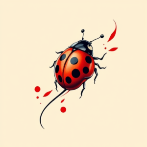 Vibrant Color Ladybug Tattoo