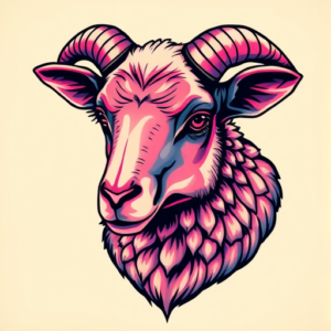 Vibrant Color Lamb Tattoo