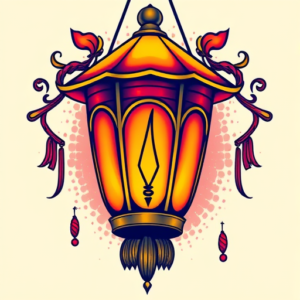 Vibrant Color Lantern Tattoo