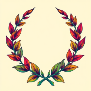 Vibrant Color Laurel Tattoo