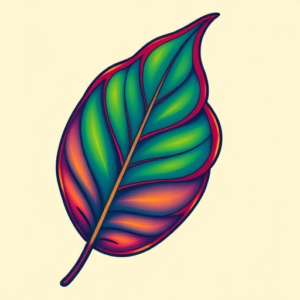 Vibrant Color Leaf Tattoo