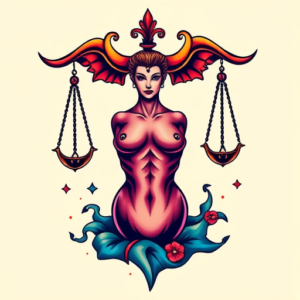 Vibrant Color Libra Tattoo
