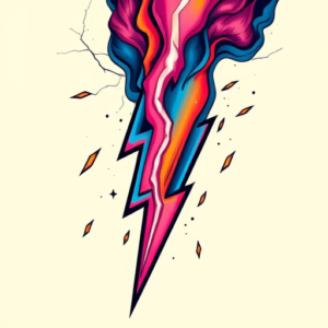 Vibrant Color Lightning Tattoo