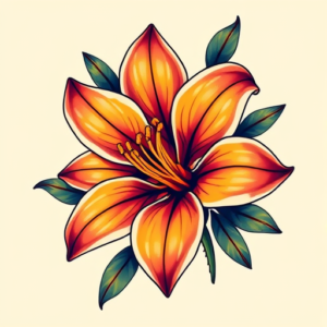 Vibrant Color Lily Tattoo