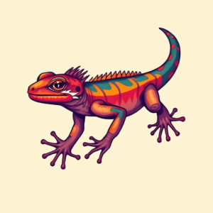 Vibrant Color Lizard Tattoo