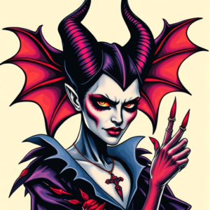 Vibrant Color Maleficent Tattoo