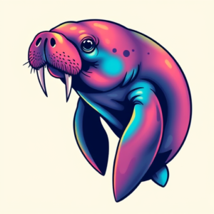 Vibrant Color Manatee Tattoo