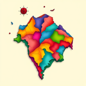 Vibrant Color Map Tattoo