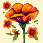 Vibrant Color Marigold Tattoo