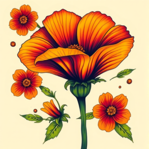 Vibrant Color Marigold Tattoo