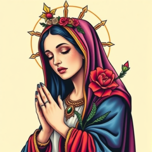 Vibrant Color Mary Tattoo