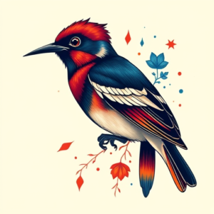 Vibrant Color Mockingbird Tattoo