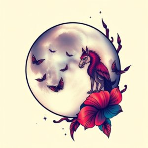 Vibrant Color Moon Tattoo