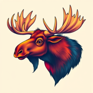 Vibrant Color Moose Tattoo