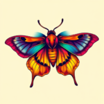 Vibrant Color Moth Tattoo
