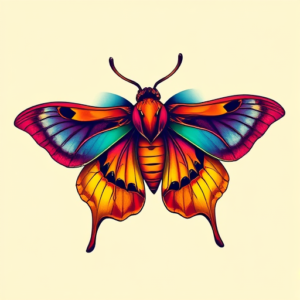 Vibrant Color Moth Tattoo